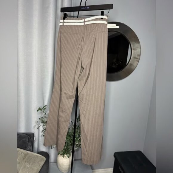 NWT! ZARA Woman Double Belt Pinstriped Belted Dress Pants Trousers | Size M - Picture 7 of 13
